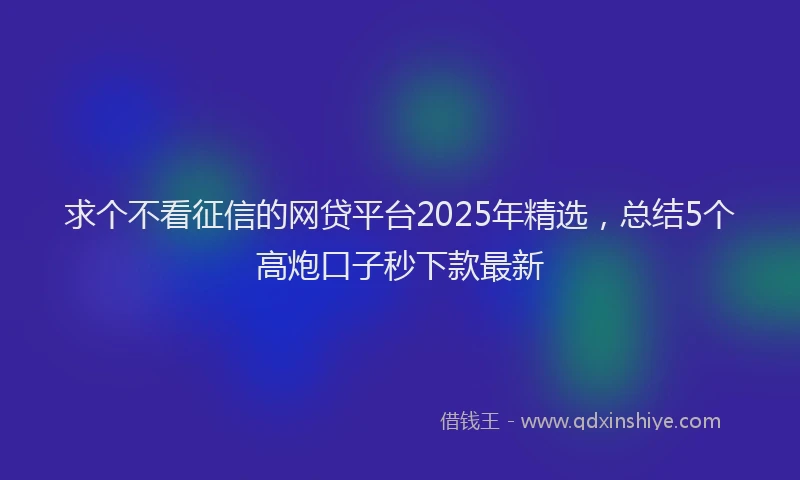 求个不看征信的网贷平台2025年精选，总结5个高炮口子秒下款最新