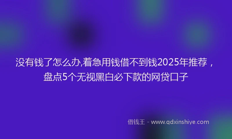 没有钱了怎么办,着急用钱借不到钱2025年推荐，盘点5个无视黑白必下款的网贷口子