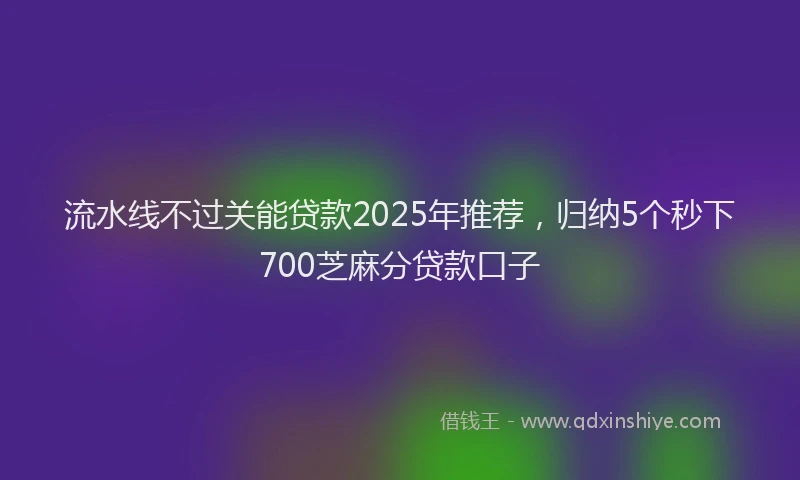 流水线不过关能贷款2025年推荐，归纳5个秒下700芝麻分贷款口子