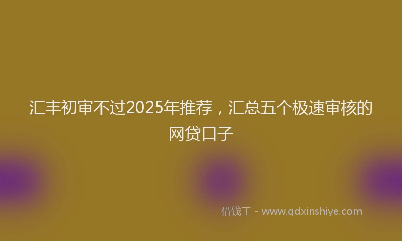 汇丰初审不过2025年推荐，汇总五个极速审核的网贷口子