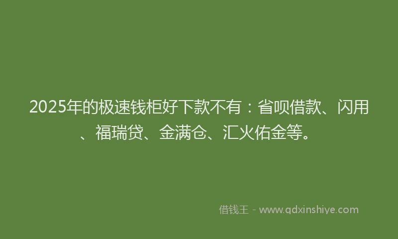 2025年的极速钱柜好下款不有：省呗借款、闪用、福瑞贷、金满仓、汇火佑金等。