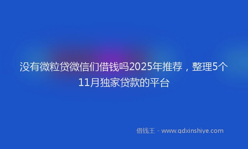 没有微粒贷微信们借钱吗2025年推荐，整理5个11月独家贷款的平台