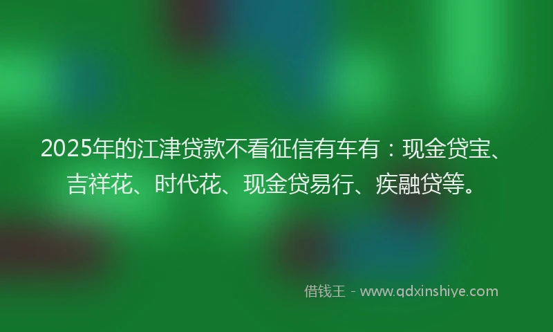 2025年的江津贷款不看征信有车有：现金贷宝、吉祥花、时代花、现金贷易行、疾融贷等。
