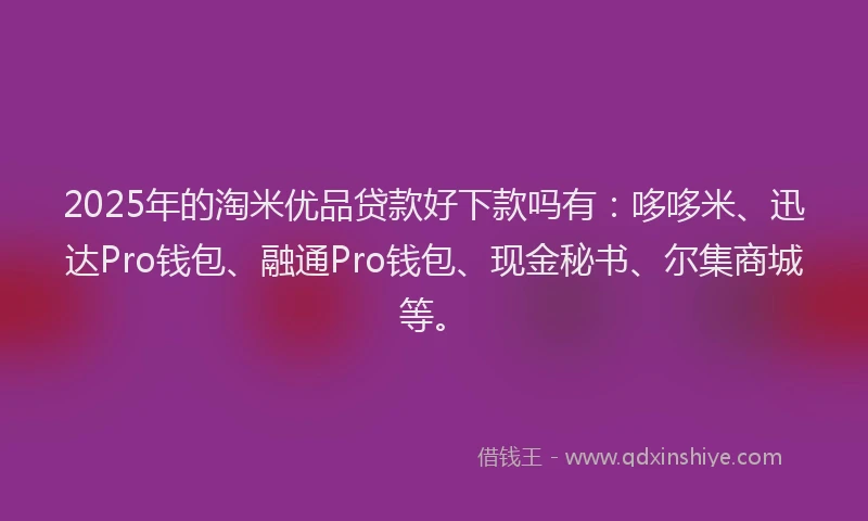 2025年的淘米优品贷款好下款吗有：哆哆米、迅达Pro钱包、融通Pro钱包、现金秘书、尔集商城等。