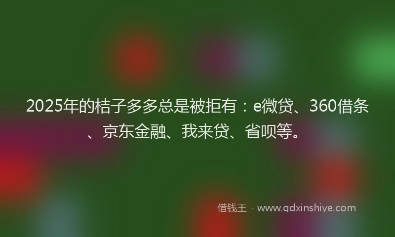 2025年的桔子多多总是被拒有：e微贷、360借条、京东金融、我来贷、省呗等。