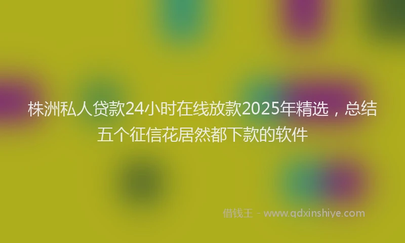 株洲私人贷款24小时在线放款2025年精选，总结五个征信花居然都下款的软件