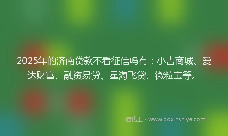2025年的济南贷款不看征信吗有：小吉商城、爱达财富、融资易贷、星海飞贷、微粒宝等。