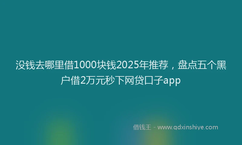 没钱去哪里借1000块钱2025年推荐，盘点五个黑户借2万元秒下网贷口子app