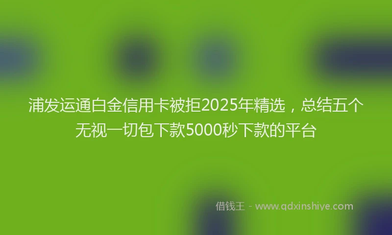 浦发运通白金信用卡被拒2025年精选，总结五个无视一切包下款5000秒下款的平台