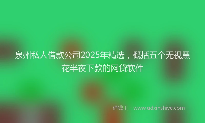 泉州私人借款公司2025年精选，概括五个无视黑花半夜下款的网贷软件