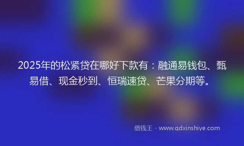 2025年的松紧贷在哪好下款有：融通易钱包、甄易借、现金秒到、恒瑞速贷、芒果分期等。