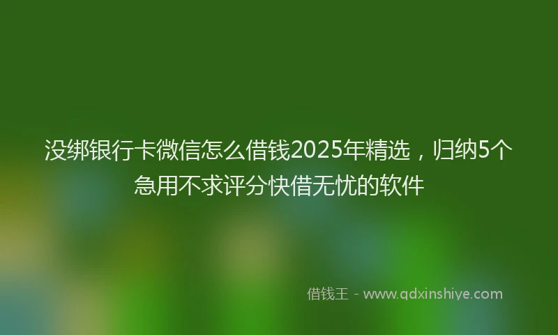 没绑银行卡微信怎么借钱2025年精选，归纳5个急用不求评分快借无忧的软件