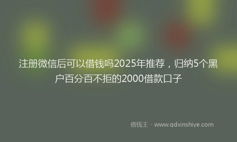 注册微信后可以借钱吗2025年推荐，归纳5个黑户百分百不拒的2000借款口子