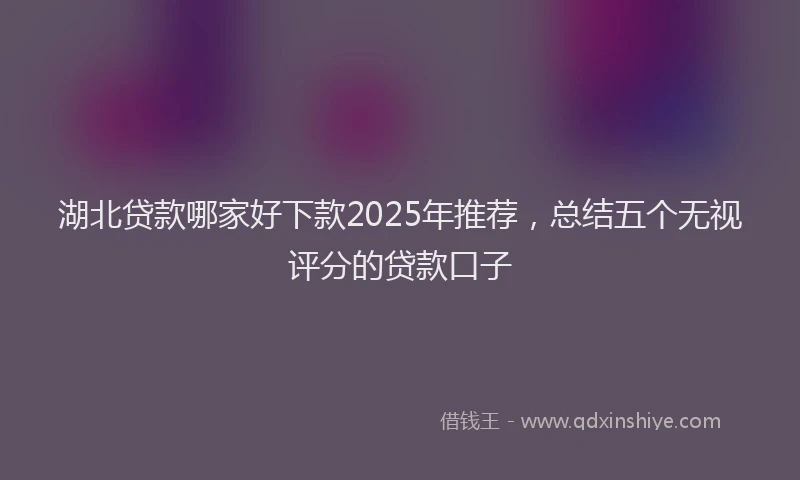 湖北贷款哪家好下款2025年推荐，总结五个无视评分的贷款口子