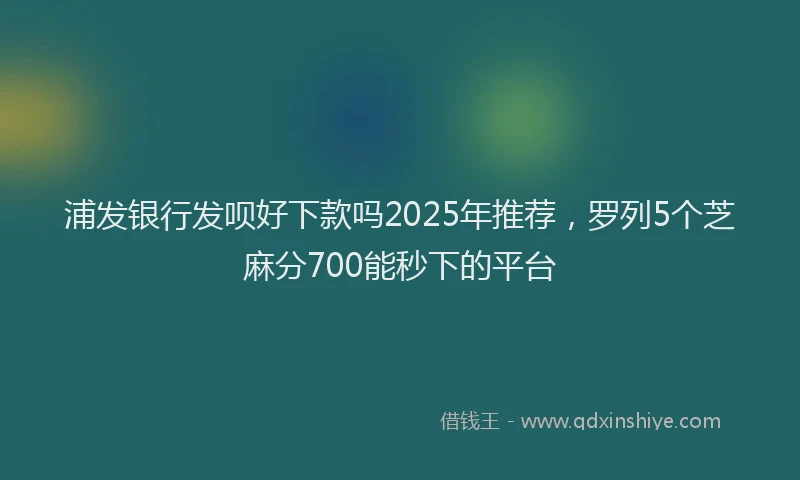 浦发银行发呗好下款吗2025年推荐，罗列5个芝麻分700能秒下的平台