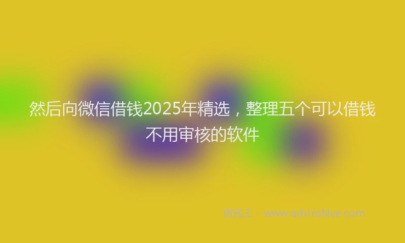 然后向微信借钱2025年精选，整理五个可以借钱不用审核的软件