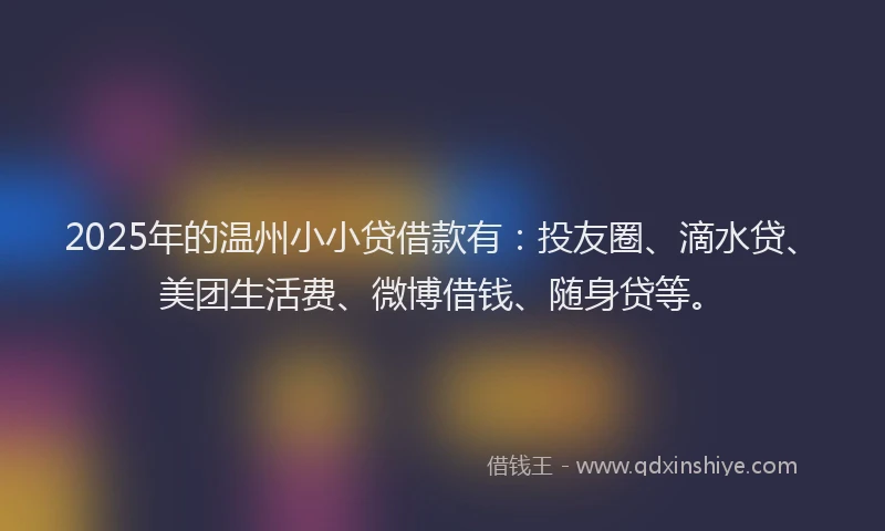 2025年的温州小小贷借款有：投友圈、滴水贷、美团生活费、微博借钱、随身贷等。