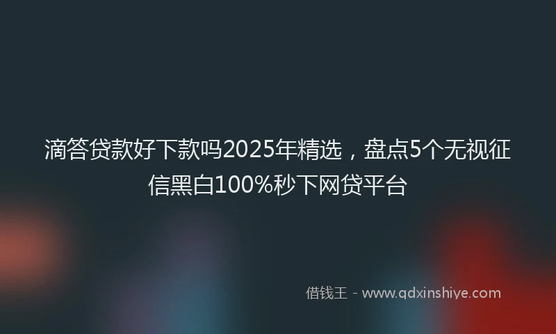 滴答贷款好下款吗2025年精选，盘点5个无视征信黑白100%秒下网贷平台