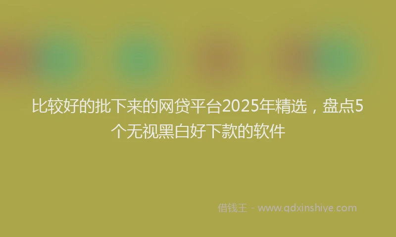 比较好的批下来的网贷平台2025年精选，盘点5个无视黑白好下款的软件