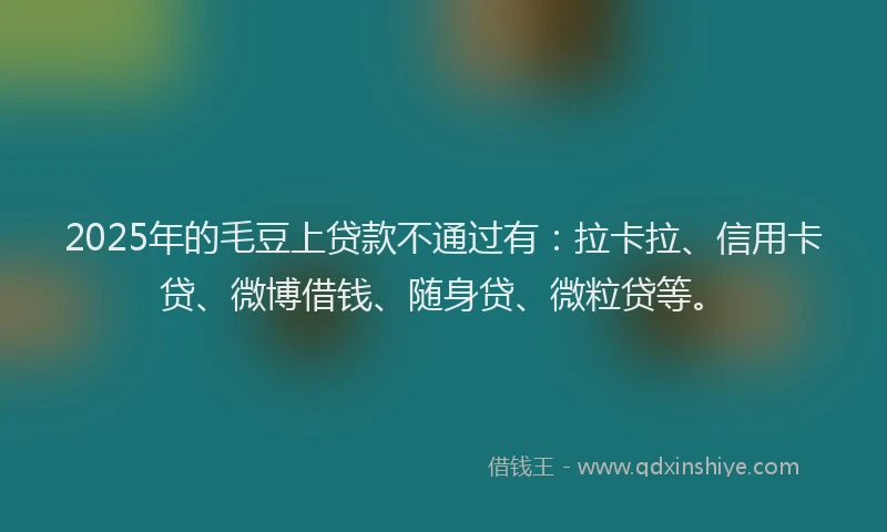 2025年的毛豆上贷款不通过有：拉卡拉、信用卡贷、微博借钱、随身贷、微粒贷等。