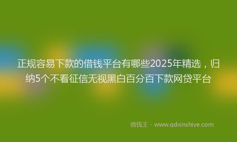 正规容易下款的借钱平台有哪些2025年精选，归纳5个不看征信无视黑白百分百下款网贷平台