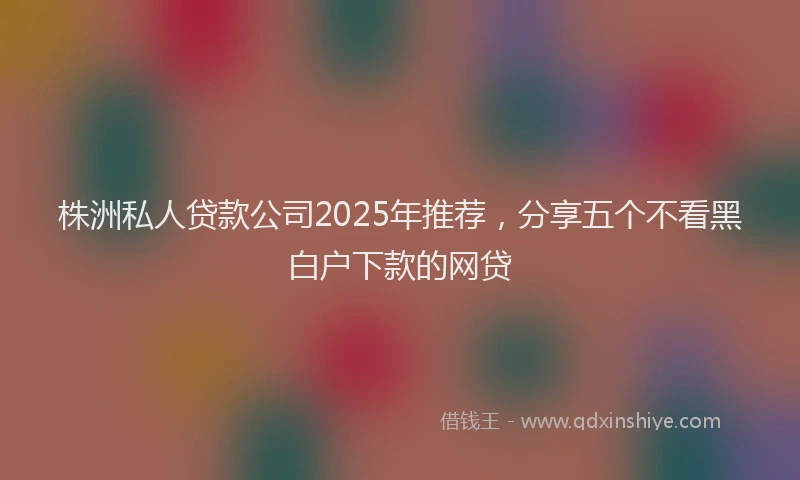 株洲私人贷款公司2025年推荐，分享五个不看黑白户下款的网贷