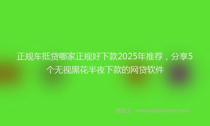 正规车抵贷哪家正规好下款2025年推荐，分享5个无视黑花半夜下款的网贷软件