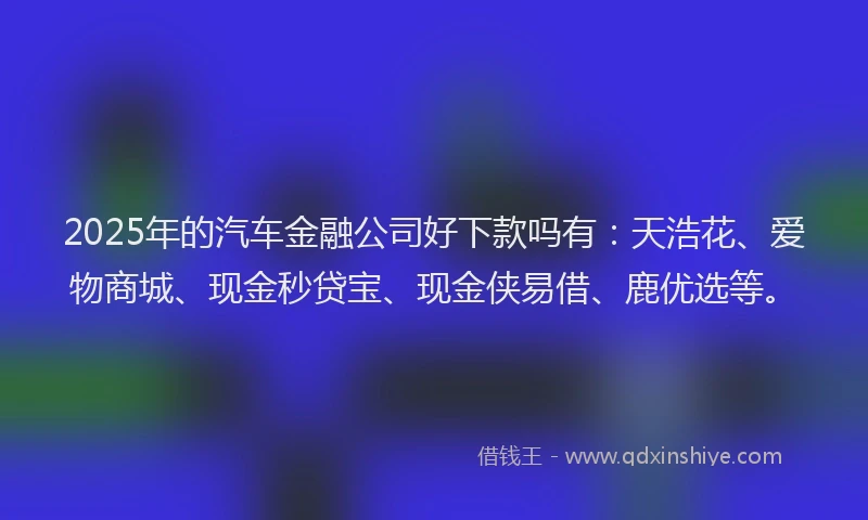 2025年的汽车金融公司好下款吗有：天浩花、爱物商城、现金秒贷宝、现金侠易借、鹿优选等。