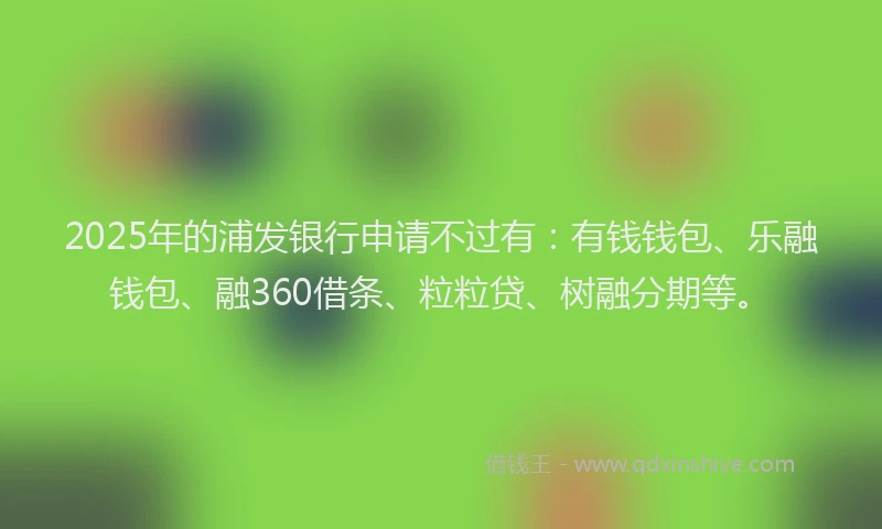 2025年的浦发银行申请不过有：有钱钱包、乐融钱包、融360借条、粒粒贷、树融分期等。