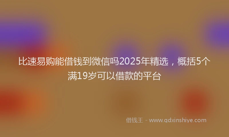 比速易购能借钱到微信吗2025年精选，概括5个满19岁可以借款的平台
