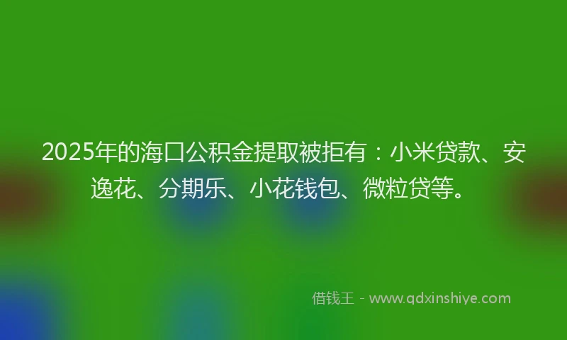 2025年的海口公积金提取被拒有：小米贷款、安逸花、分期乐、小花钱包、微粒贷等。