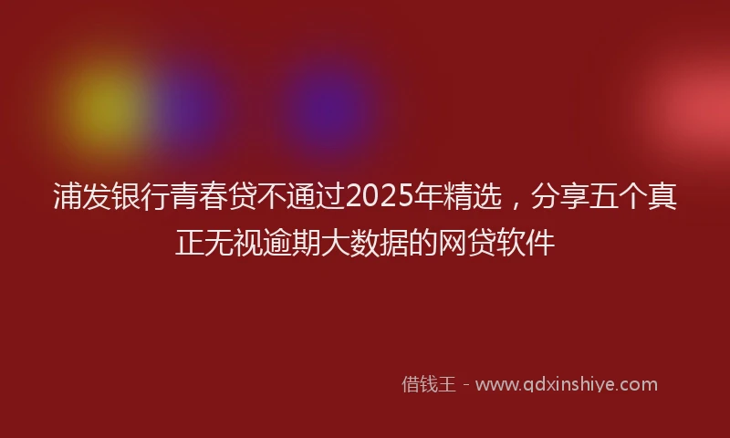浦发银行青春贷不通过2025年精选，分享五个真正无视逾期大数据的网贷软件