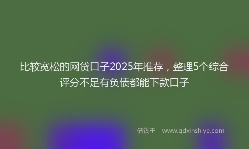 比较宽松的网贷口子2025年推荐，整理5个综合评分不足有负债都能下款口子