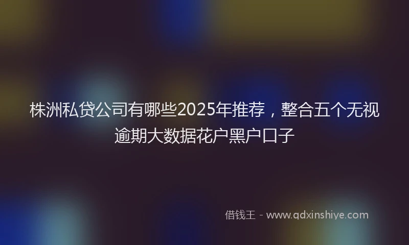 株洲私贷公司有哪些2025年推荐，整合五个无视逾期大数据花户黑户口子