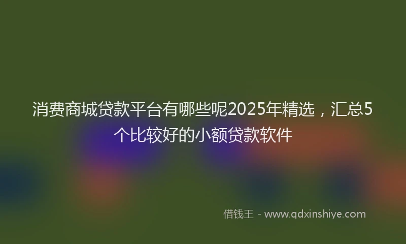 消费商城贷款平台有哪些呢2025年精选，汇总5个比较好的小额贷款软件