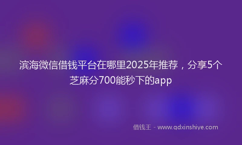 滨海微信借钱平台在哪里2025年推荐，分享5个芝麻分700能秒下的app