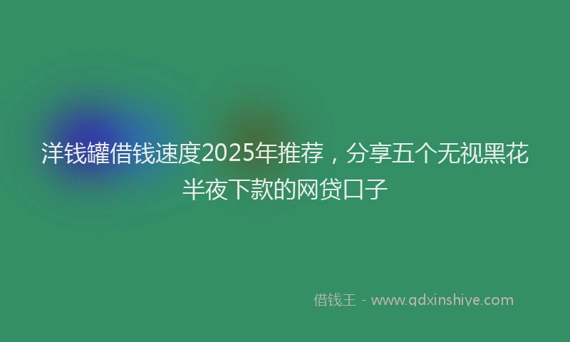 洋钱罐借钱速度2025年推荐，分享五个无视黑花半夜下款的网贷口子