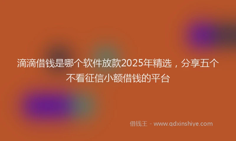 滴滴借钱是哪个软件放款2025年精选，分享五个不看征信小额借钱的平台