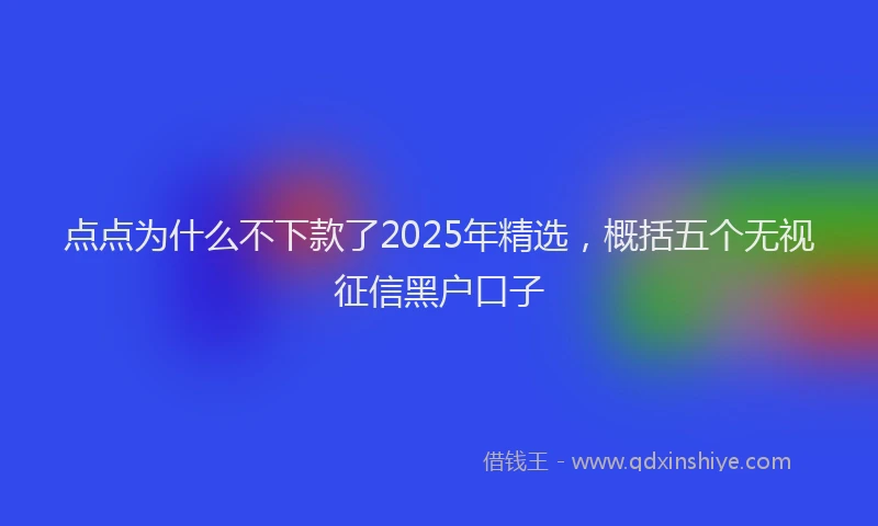 点点为什么不下款了2025年精选，概括五个无视征信黑户口子