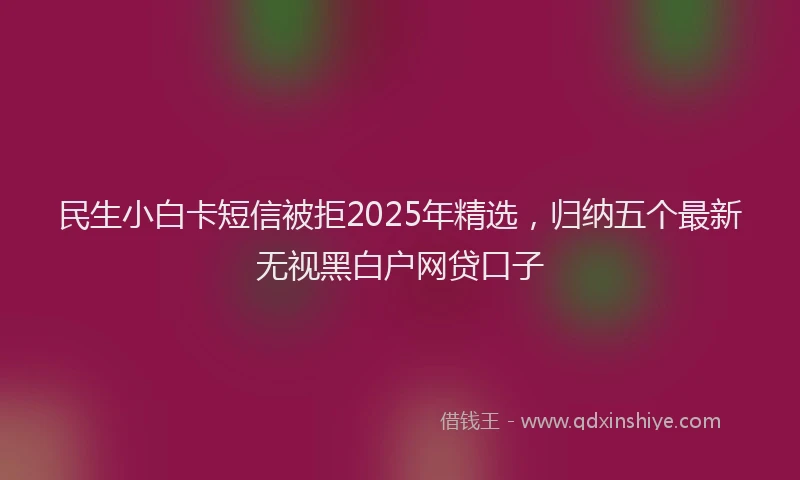 民生小白卡短信被拒2025年精选，归纳五个最新无视黑白户网贷口子