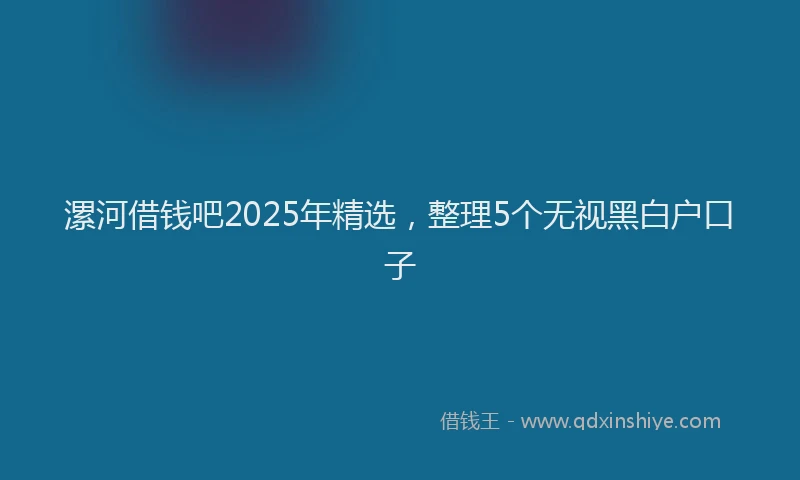 漯河借钱吧2025年精选，整理5个无视黑白户口子