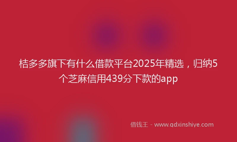 桔多多旗下有什么借款平台2025年精选，归纳5个芝麻信用439分下款的app