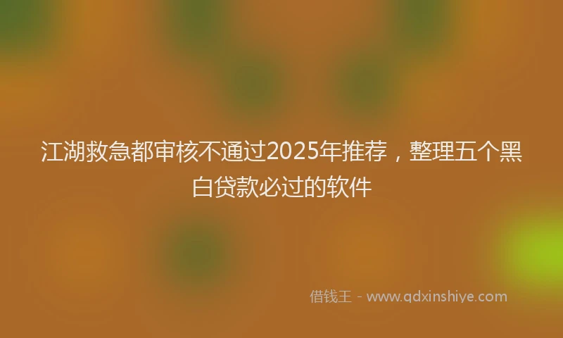 江湖救急都审核不通过2025年推荐，整理五个黑白贷款必过的软件