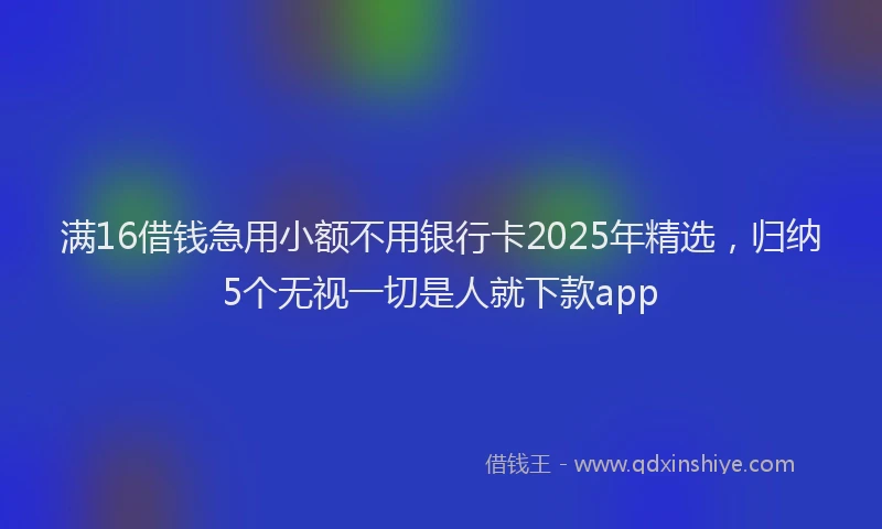 满16借钱急用小额不用银行卡2025年精选，归纳5个无视一切是人就下款app