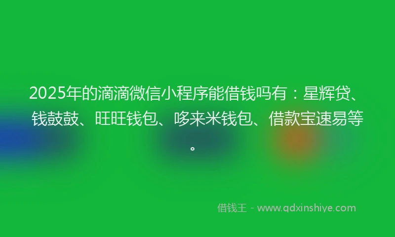 2025年的滴滴微信小程序能借钱吗有：星辉贷、钱鼓鼓、旺旺钱包、哆来米钱包、借款宝速易等。