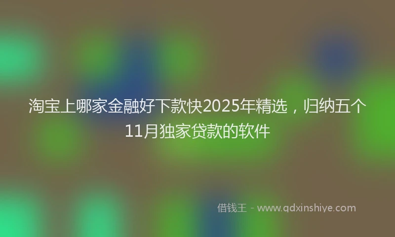 淘宝上哪家金融好下款快2025年精选，归纳五个11月独家贷款的软件