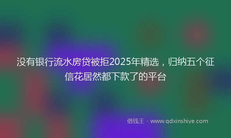没有银行流水房贷被拒2025年精选，归纳五个征信花居然都下款了的平台