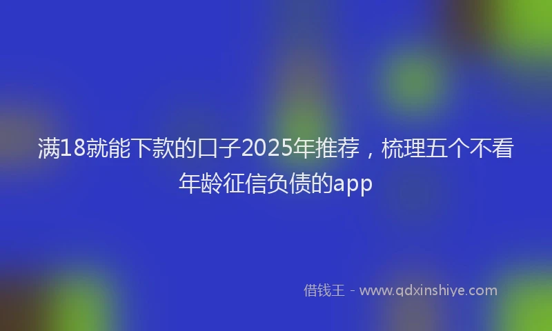满18就能下款的口子2025年推荐，梳理五个不看年龄征信负债的app