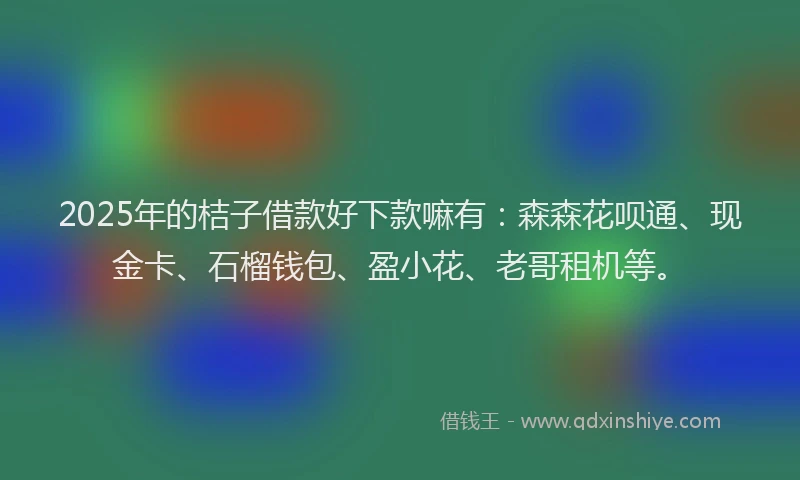 2025年的桔子借款好下款嘛有：森森花呗通、现金卡、石榴钱包、盈小花、老哥租机等。