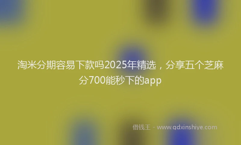 淘米分期容易下款吗2025年精选，分享五个芝麻分700能秒下的app